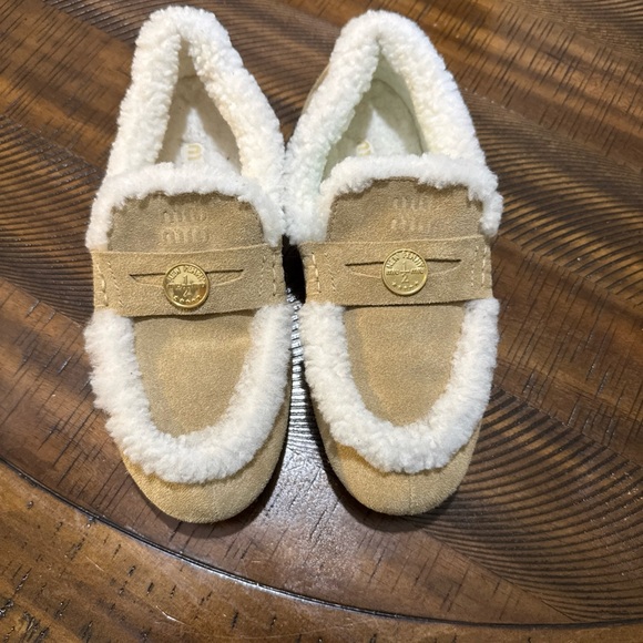 MiuMiu Women's Shearling Penny Loafers - Picture 1 of 6